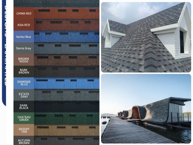 red asphalt roof shingles