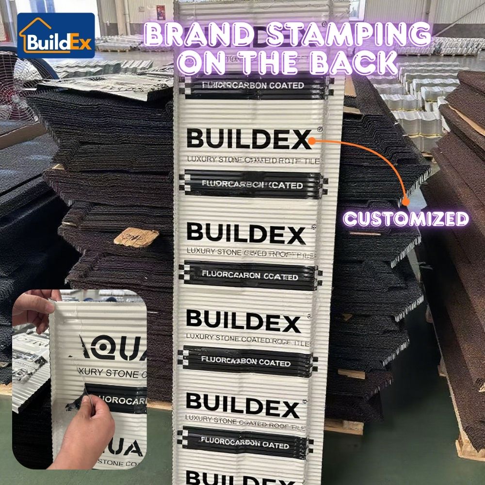 Reinforced Coating -Buildex Stone Coated Metal Roof Tile With PE Backside Coating