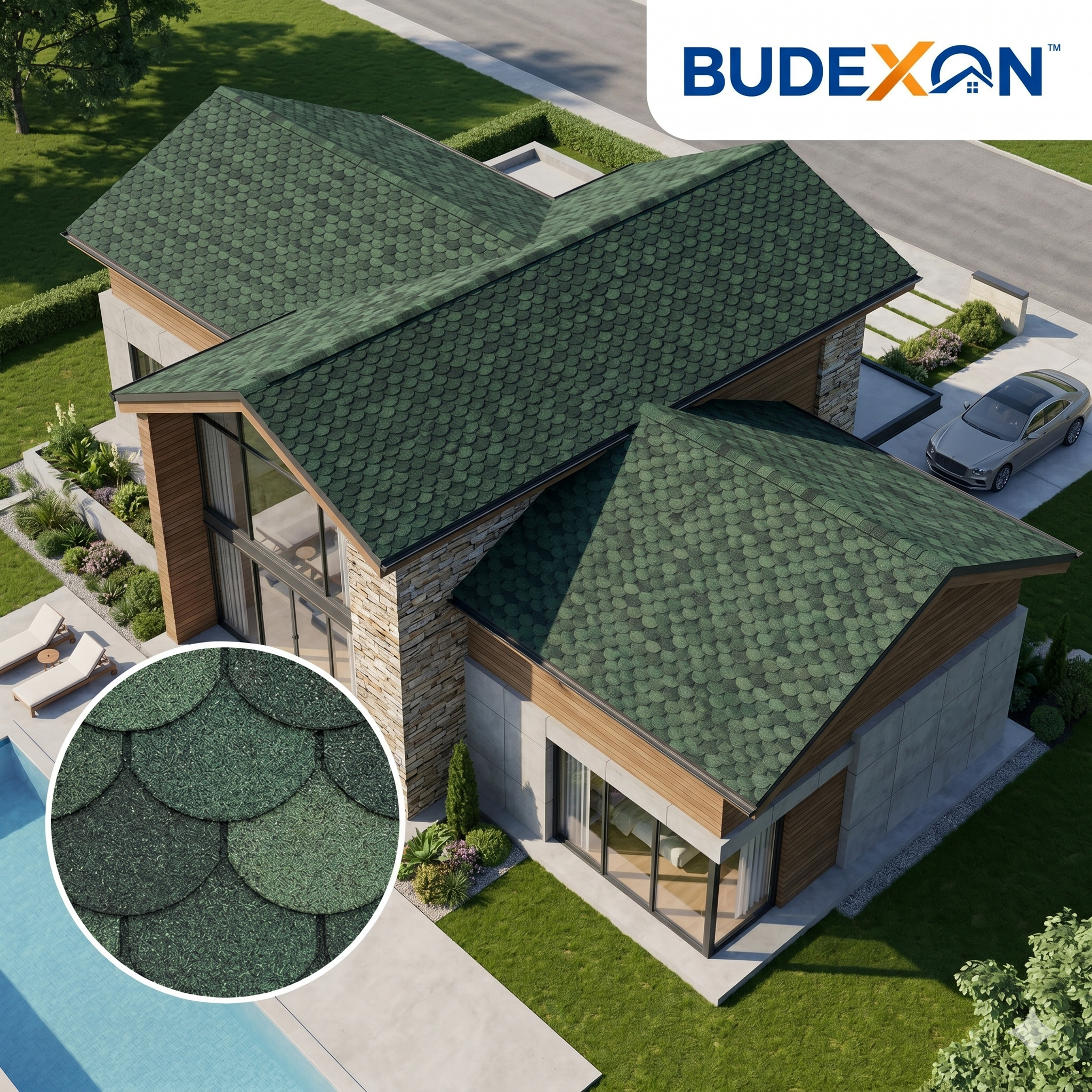 Architectural double layer asphalt roofing shingles 5.2mm roofing tiles 50years lifespan