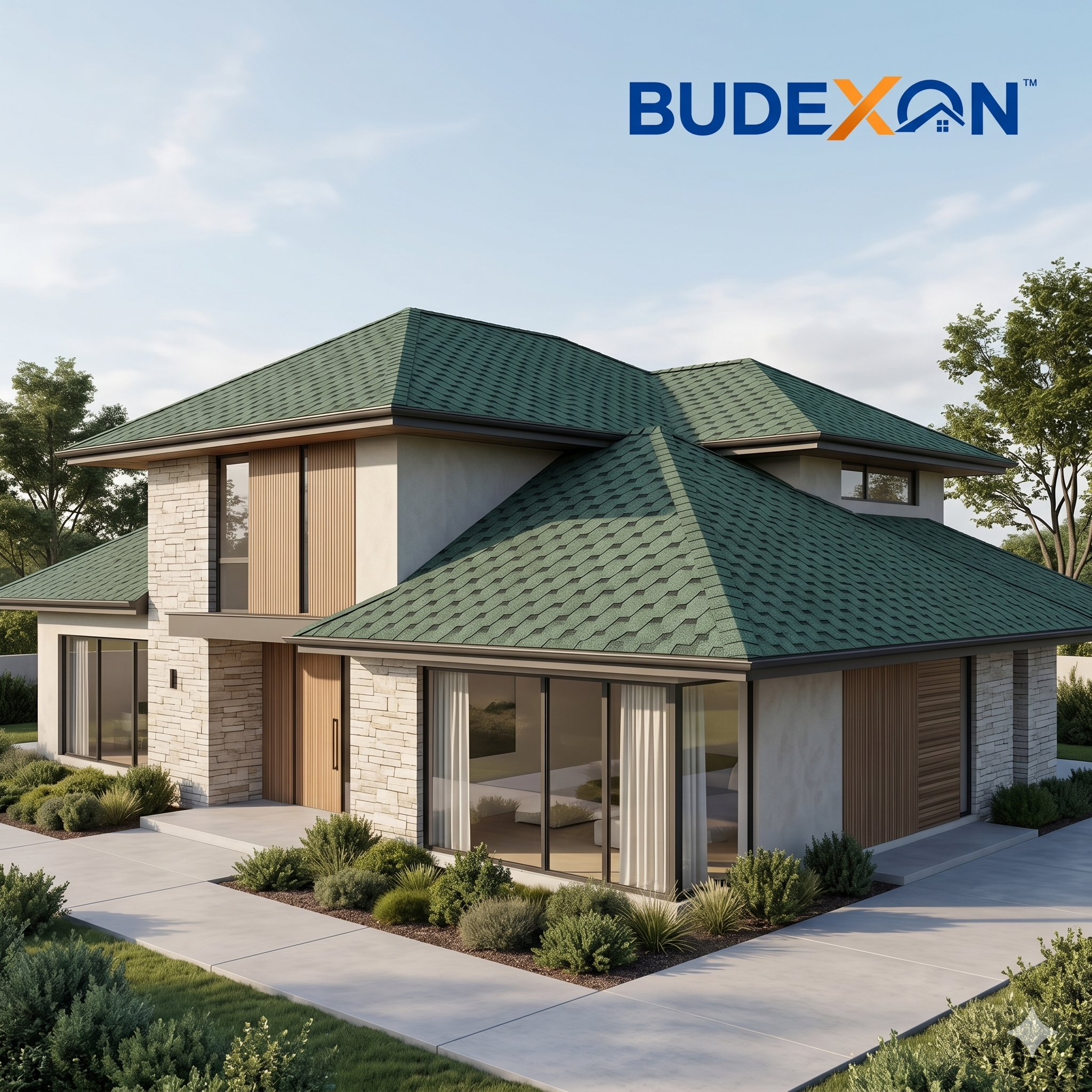 Architectural double layer asphalt roofing shingles 5.2mm roofing tiles 50years lifespan