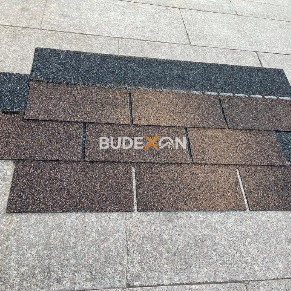 Indonesia Brown Black Color Single Layer Asphalt Fiberglass Roofing Shingles