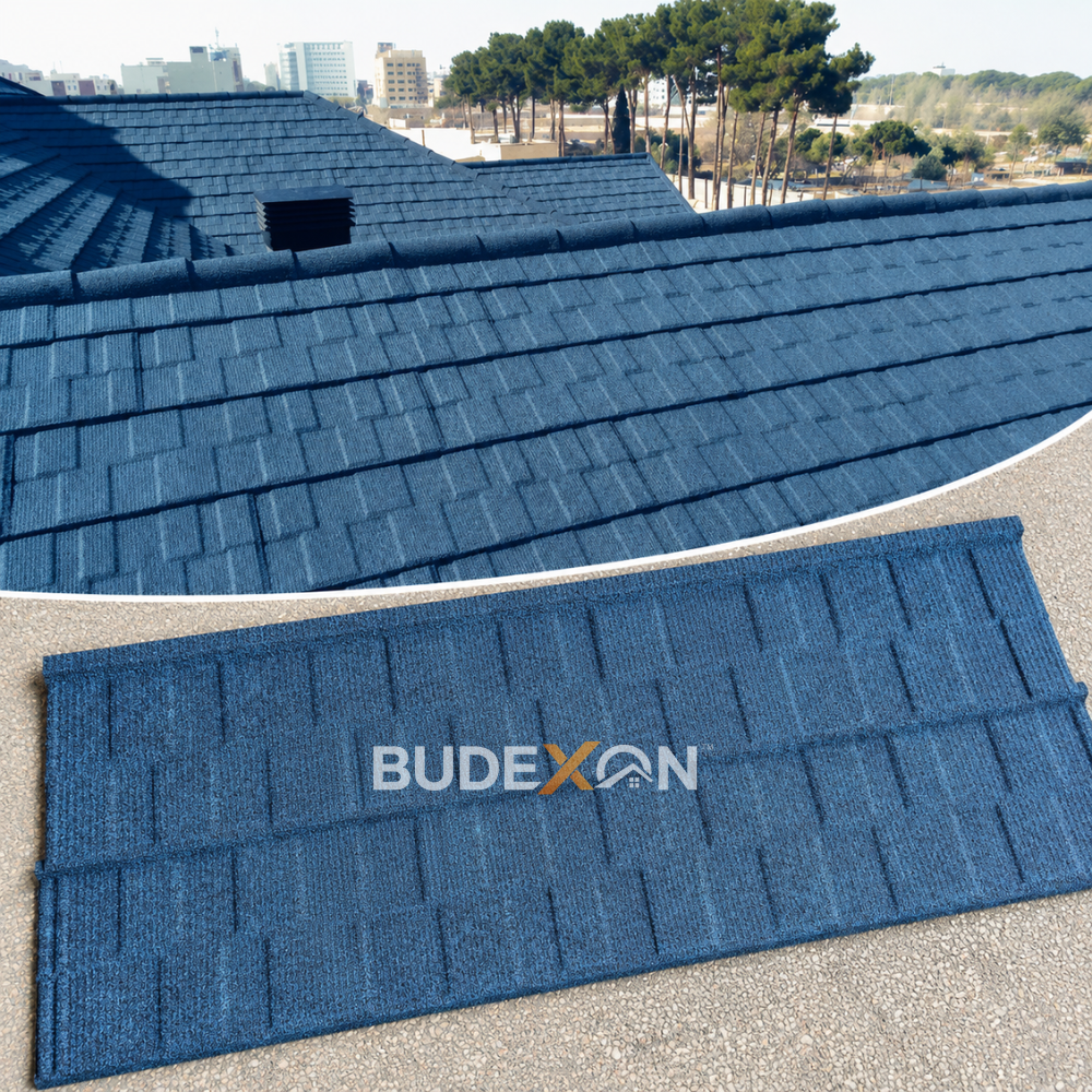 Blue Roofing Shingles Stone Coated Metal Roofing Sheets 50years Lifepsan Alu-Zinc Roofing Tiles
