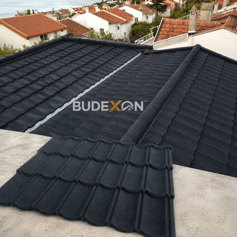 Bond Classic Designs Stone Coated Metal Roofing Sheets Black Aluzinc Roof Tiles