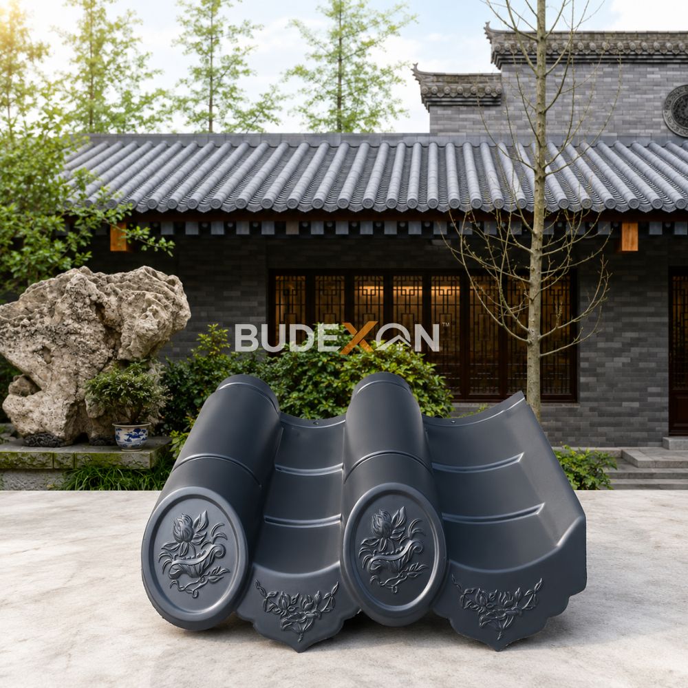 Tejas sintéticas chinas ligeras para villas y complejos turísticos.