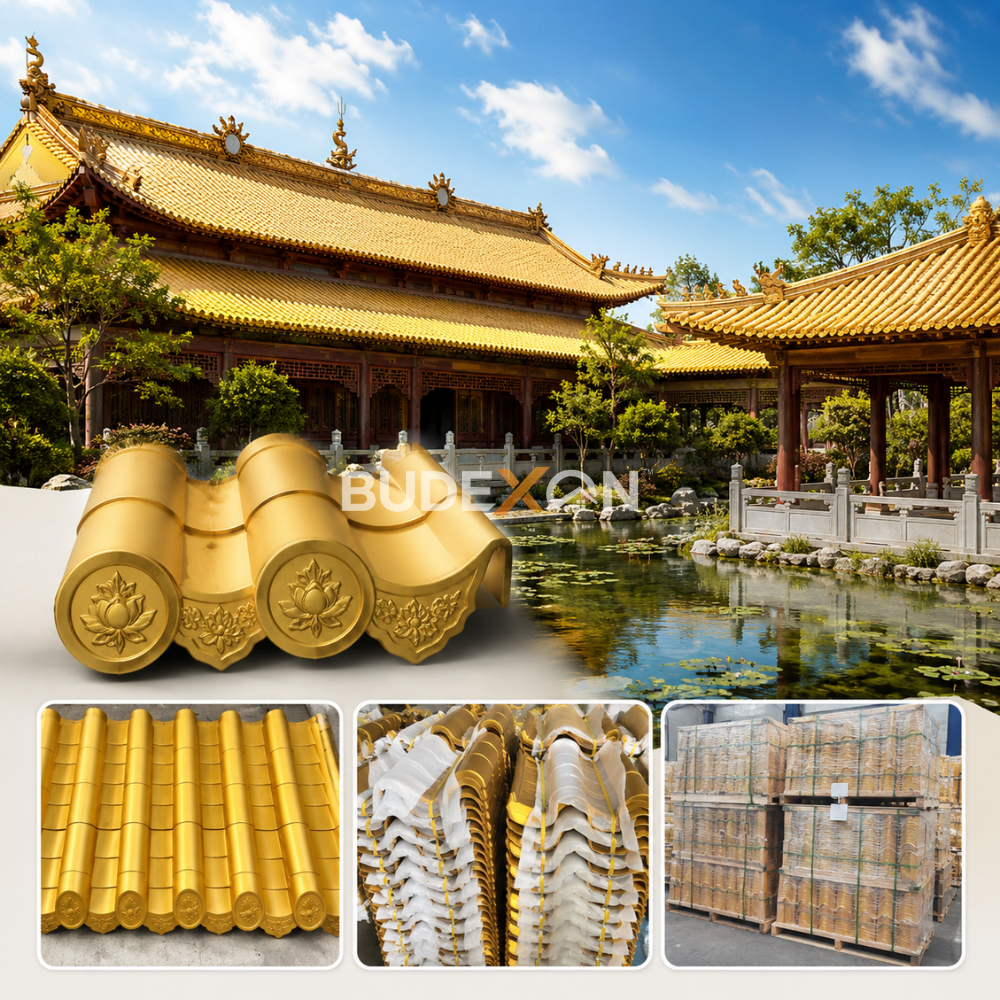 Telhas duráveis ​​em estilo chinês para telhados de casas e pavilhões.