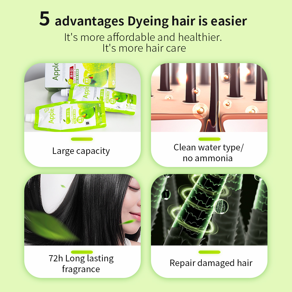 Chinese Ammonia Free 72 96 Hours Apple Hair Color Dye