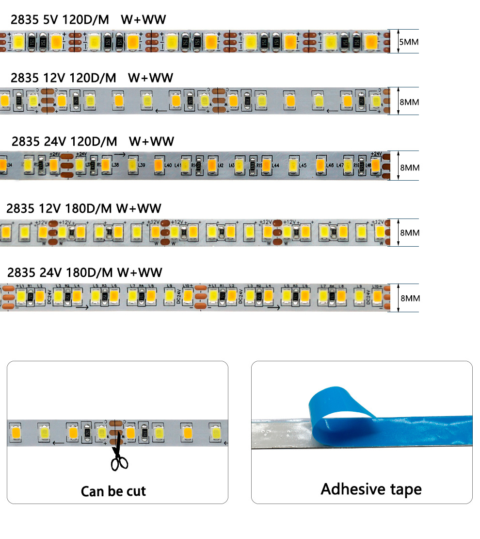 CCT Tunable White LED Strip Light supplying