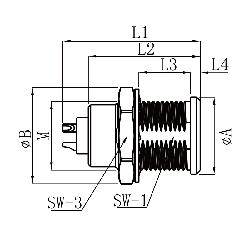 S eries ERA 0S/1S/2S/ 3S Series Industrial Half Moon Black Nickel Socket