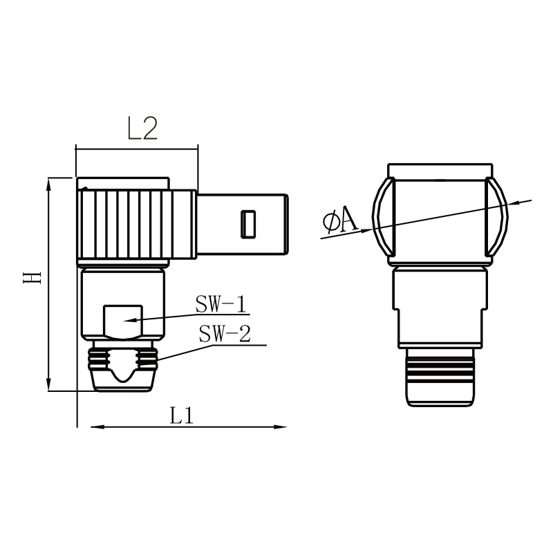 S Series FLA 00S/0S/1S/2S Half Moon Metal Circular Elbow Connector