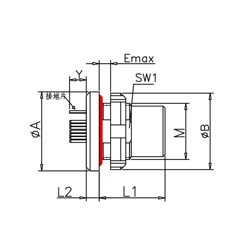 AMC series Y GK Style 8 Circular Connector Receptacle