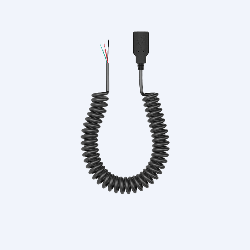 Custom Cord Coiled USB to Circular Push-Pull Connector Cable Assembly