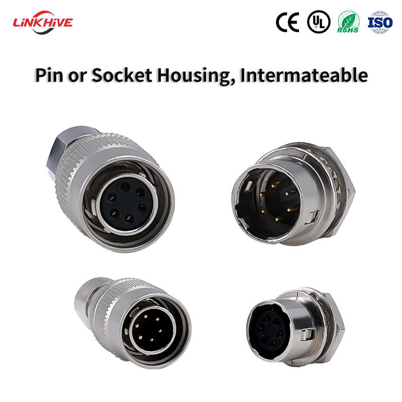 OEM Custom Hirose RH Series Circular Connector | 4-12Pin Gold-Plated Contacts IP68 Waterproof Push-Pull Connector for Electronics,Medical Devices