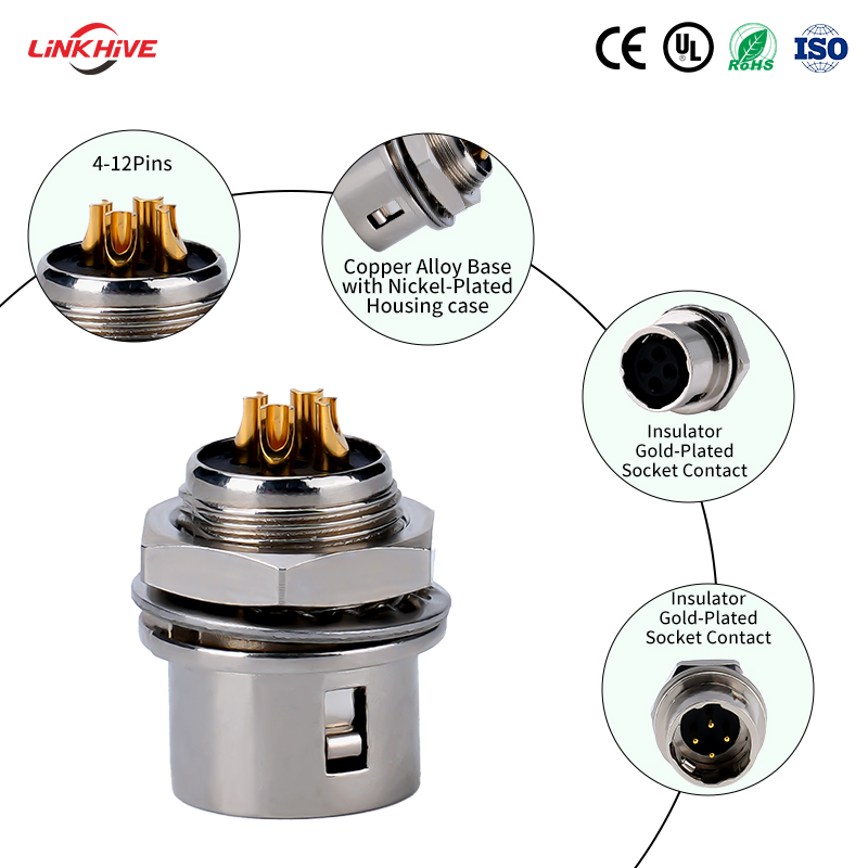 OEM Custom Hirose RH Series Circular Connector | 4-12Pin Gold-Plated Contacts IP68 Waterproof Push-Pull Connector for Electronics,Medical Devices