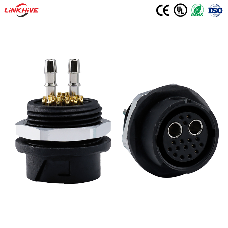 Customizable M25 2+16Pin IP68 Waterproof Pneumatic PA66 Material Connector Medical-grade Back-locking Male/Female Bayonet Connectors