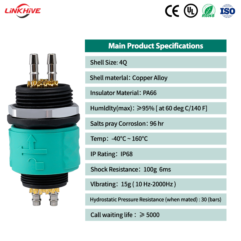 Customizable M25 2+16Pin IP68 Waterproof Pneumatic PA66 Material Connector Medical-grade Back-locking Male/Female Bayonet Connectors