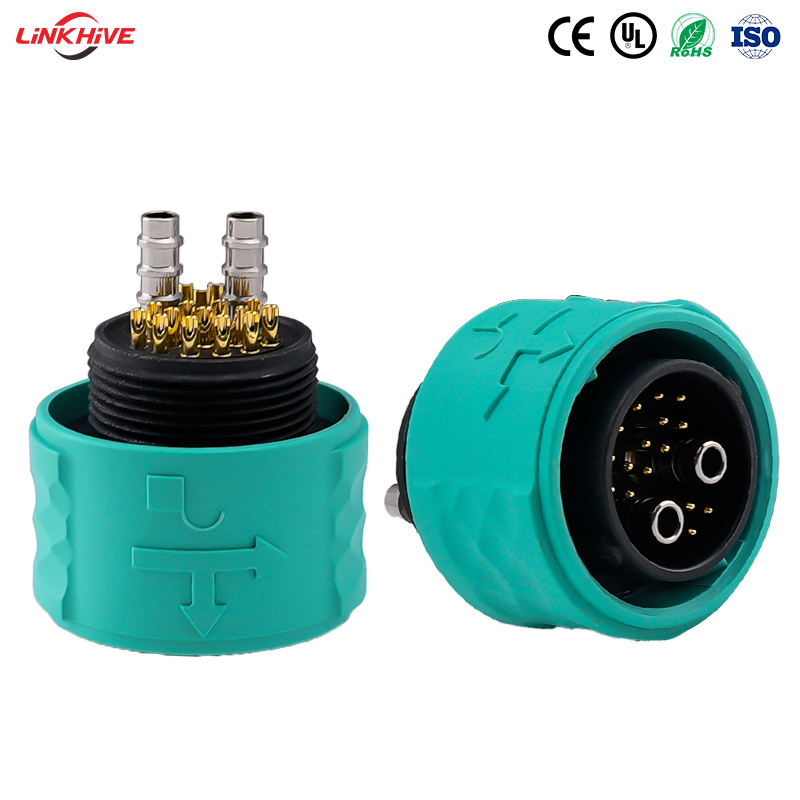 Customizable M25 2+16Pin IP68 Waterproof Pneumatic PA66 Material Connector Medical-grade Back-locking Male/Female Bayonet Connectors