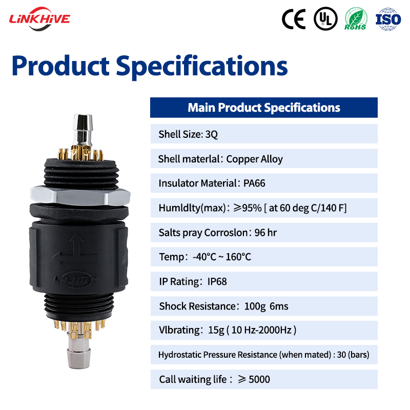 OEM Custom ZM16A Circular Connector | 108/208 Pin IP68 PA66 Plastic Socket with Gold-plated Copper Alloy Contacts for Medical Devices