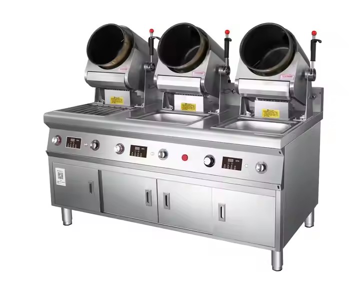 Semikron Three-Pot Natural Gas Automatic Kitchen Cooking Robot Wok Machine Robotic Chef