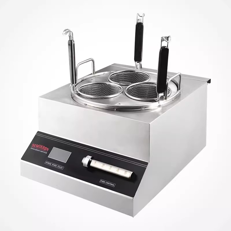 Semikron 3 Pot induction cooker for Pasta, 3000W commercial countertop noodle Pasta, energy-saving household soup Pasta cooker