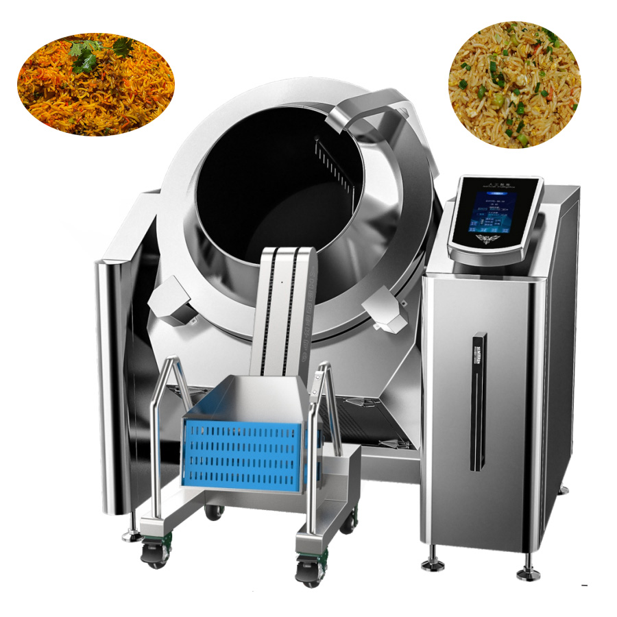 Large drum-type fried rice Wok and stir fry machine, AI cooking Robot suitable for Indian canteens