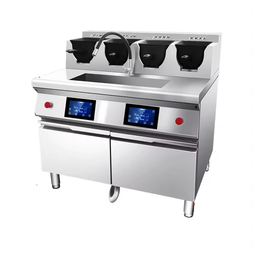 SEMIKRON 4Pot U-shape Lines Fried Rice Noodles Pasta Automatic Cooking Wok Machine Robotic Cooker