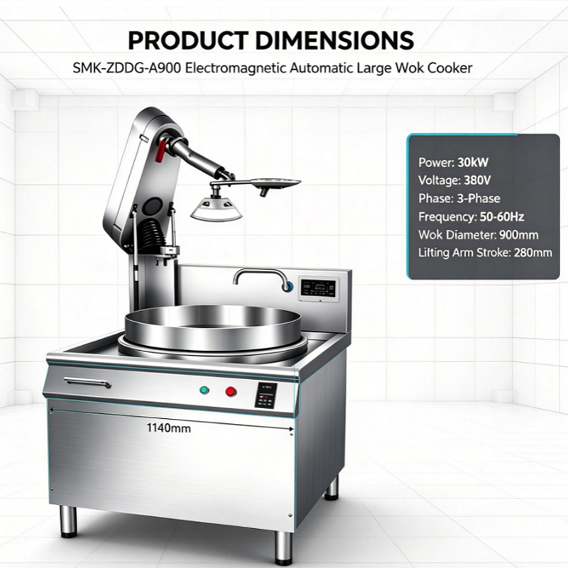Machine de cuisson électromagnétique automatique pour wok de grande taille