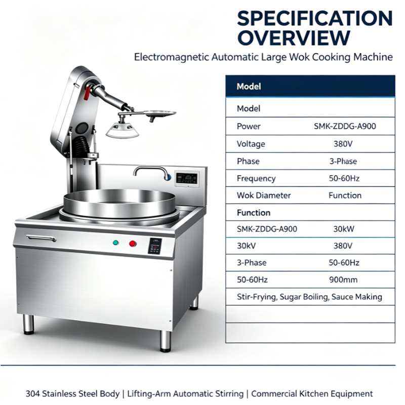 Machine de cuisson électromagnétique automatique pour wok de grande taille