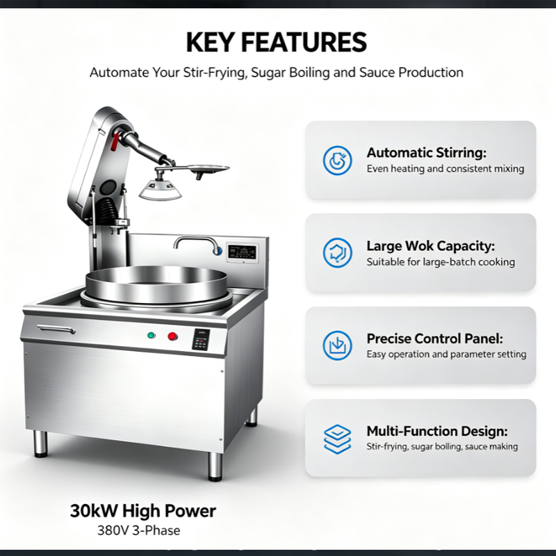 Machine de cuisson électromagnétique automatique pour wok de grande taille