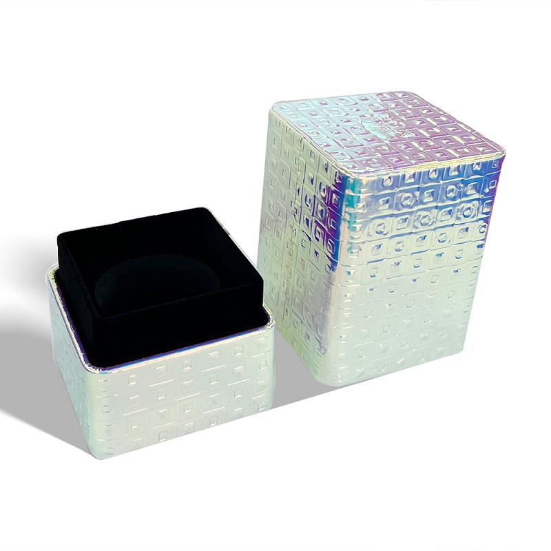 Luxury Perfume Packaging Lid and Base Box Laser Rainbow Silver Gift Box