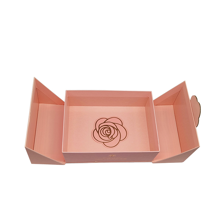 Custom Unique Double Opening Design Pink Embossed Cosmetic Hard Box