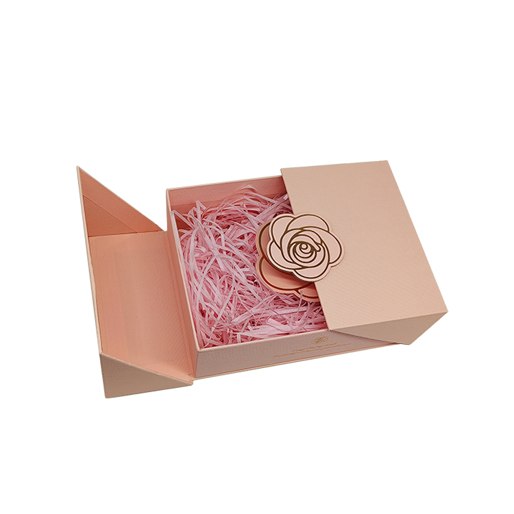 Custom Unique Double Opening Design Pink Embossed Cosmetic Hard Box