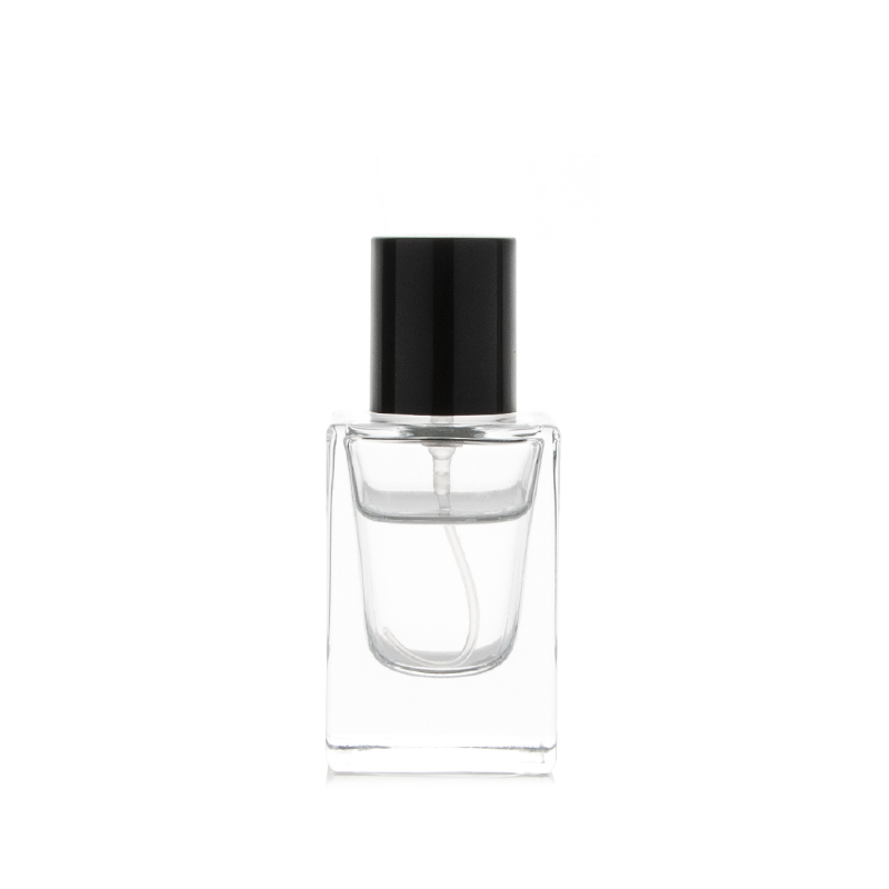 Cylinder Round Black Cap Square Perfume Bottle 30ml