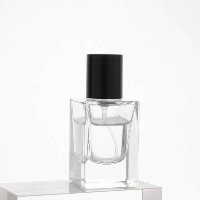 Cylinder Round Black Cap Square Perfume Bottle 30ml