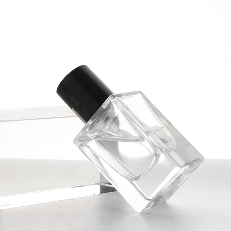 Cylinder Round Black Cap Square Perfume Bottle 30ml