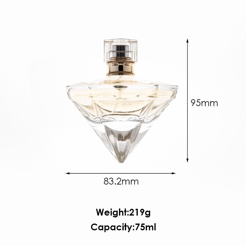 Crimp Luxury Diamond 75ml Glass Perfume Bottle with Cap