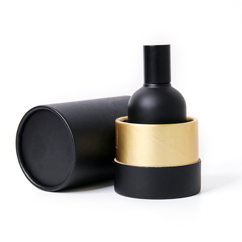 50ml Matte Black Glass Perfume Bottle with Cylinder Box