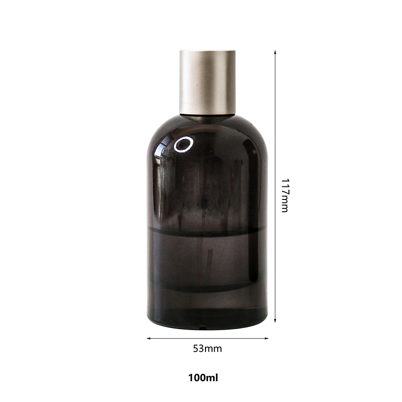 50ml Matte Black Round Glass Perfume Bottle with Cylinder Box