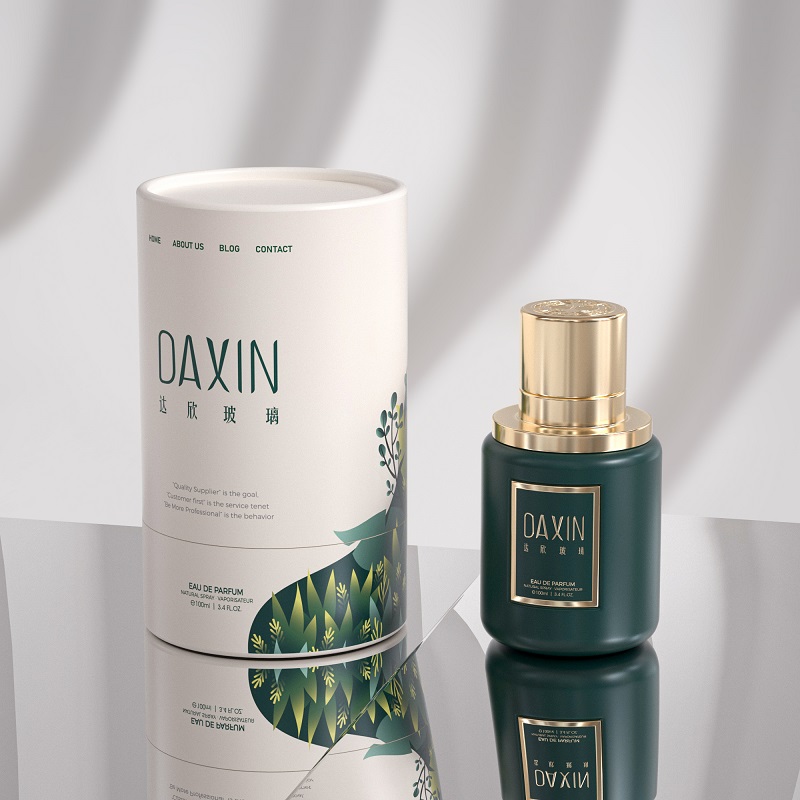 Custom Design Cylinder Glass Perfume Bottle 100ml with Box Packaging