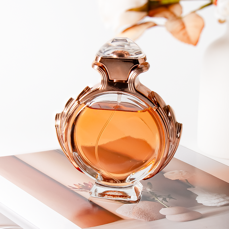 Luxury Perfume Bottle Set 85ml Unique Round Glass Bottle with Pump Sprayer and Box Packaging