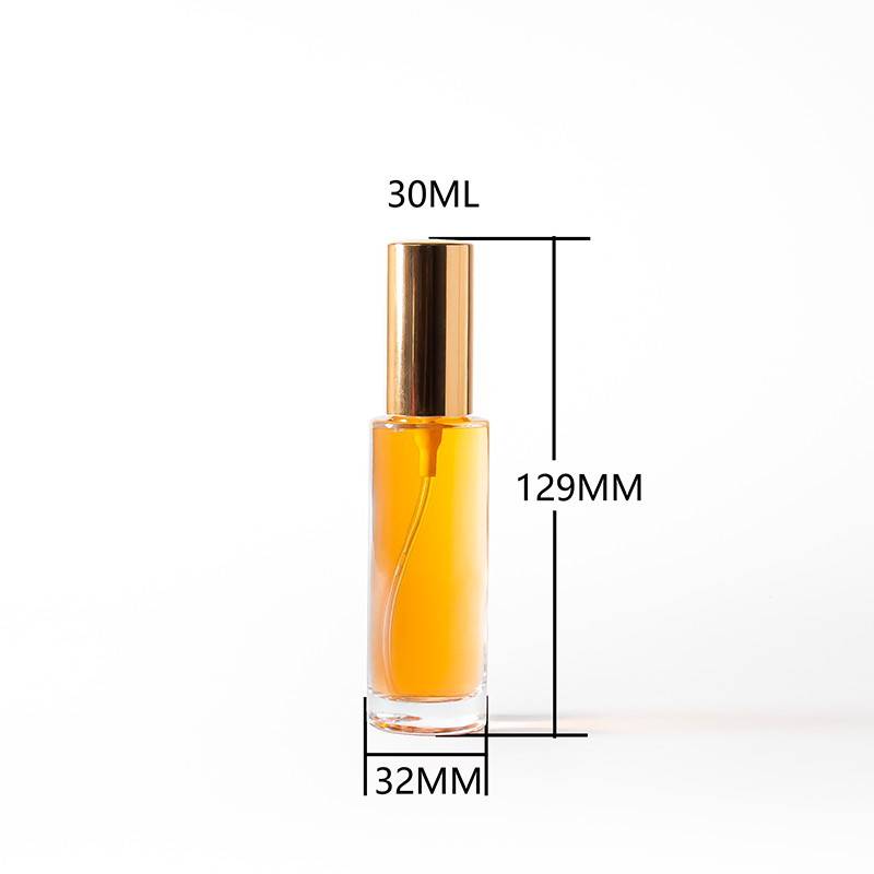 Design 30ml 50ml 100ml Cylinder Round Perfume Glass Bottles with Gold Silver Cap