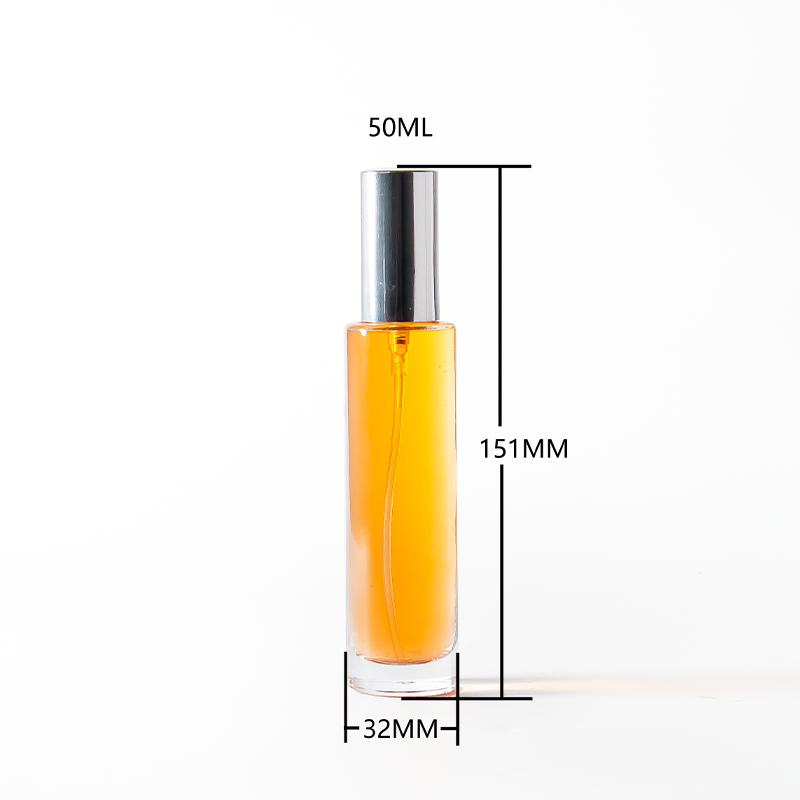 Design 30ml 50ml 100ml Cylinder Round Perfume Glass Bottles with Gold Silver Cap
