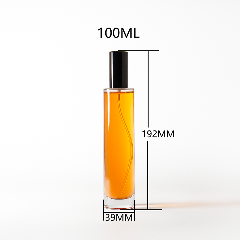 Design 30ml 50ml 100ml Cylinder Round Perfume Glass Bottles with Gold Silver Cap