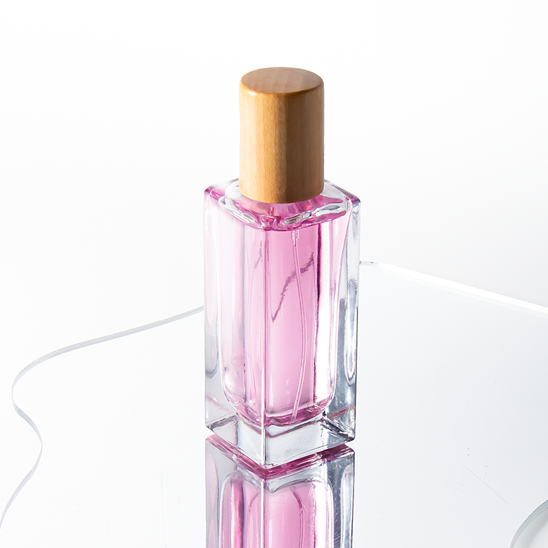Fragrance Rectangle Vintage Square Spray 50 ml 100 ml Empty Glass Perfume Bottles With Wooden Cap