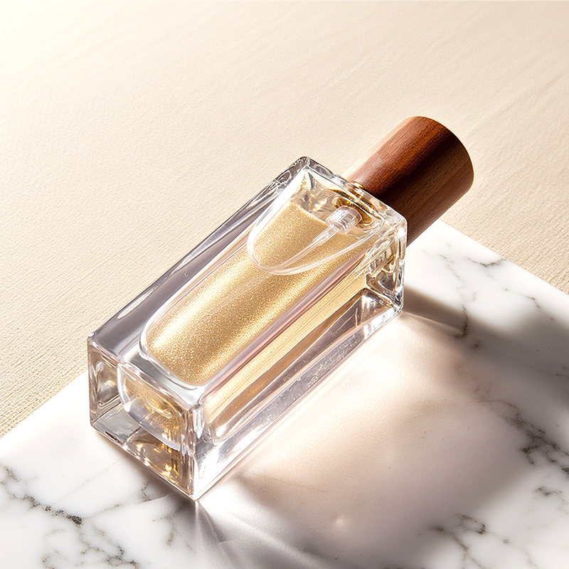 Fragrance Rectangle Vintage Square Spray 50 ml 100 ml Empty Glass Perfume Bottles With Wooden Cap