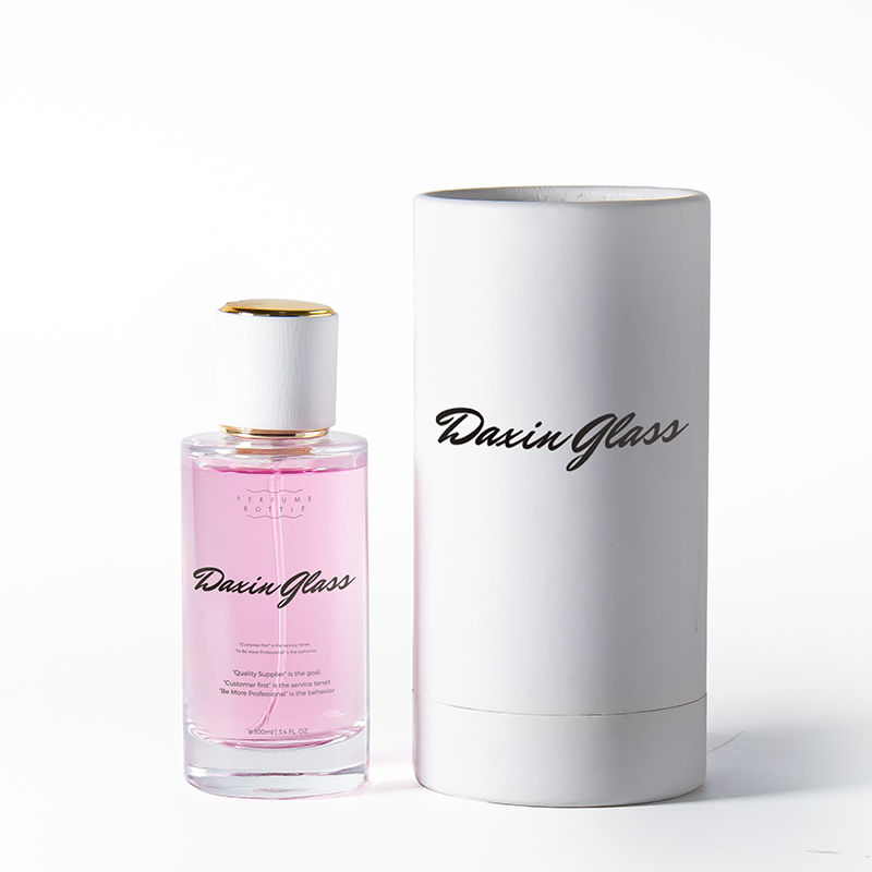 50ml Round Cylinder Transparent Glass Spray Bottle Perfume With White Tube Box