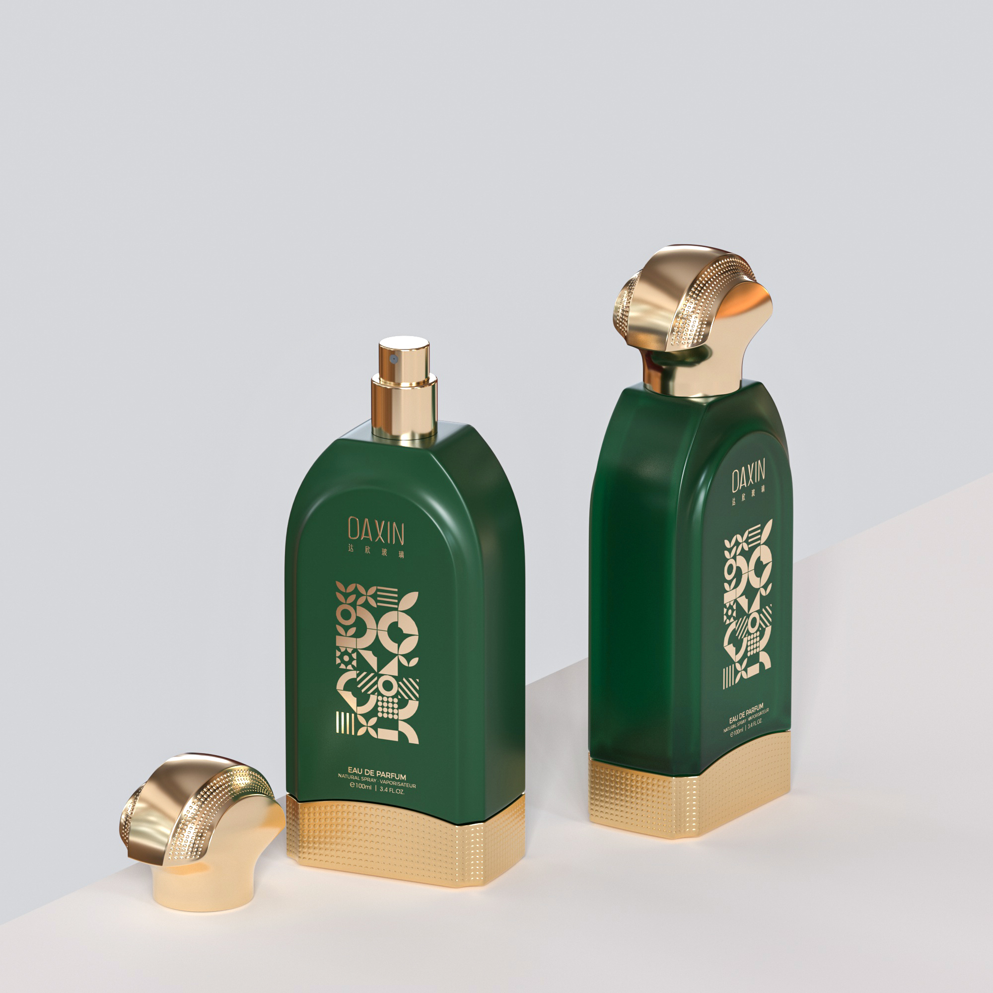 Design Gold Cap Rectangle Perfume Spray Bottle 50ml 100ml Perfume Glass Bottle