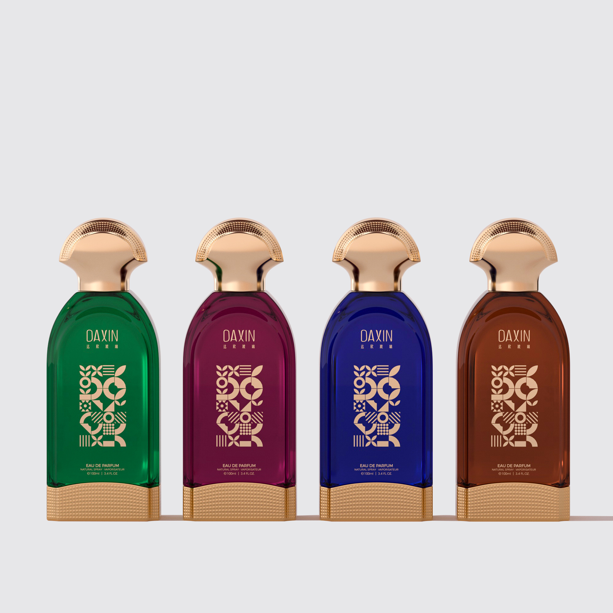Design Gold Cap Rectangle Perfume Spray Bottle 50ml 100ml Perfume Glass Bottle