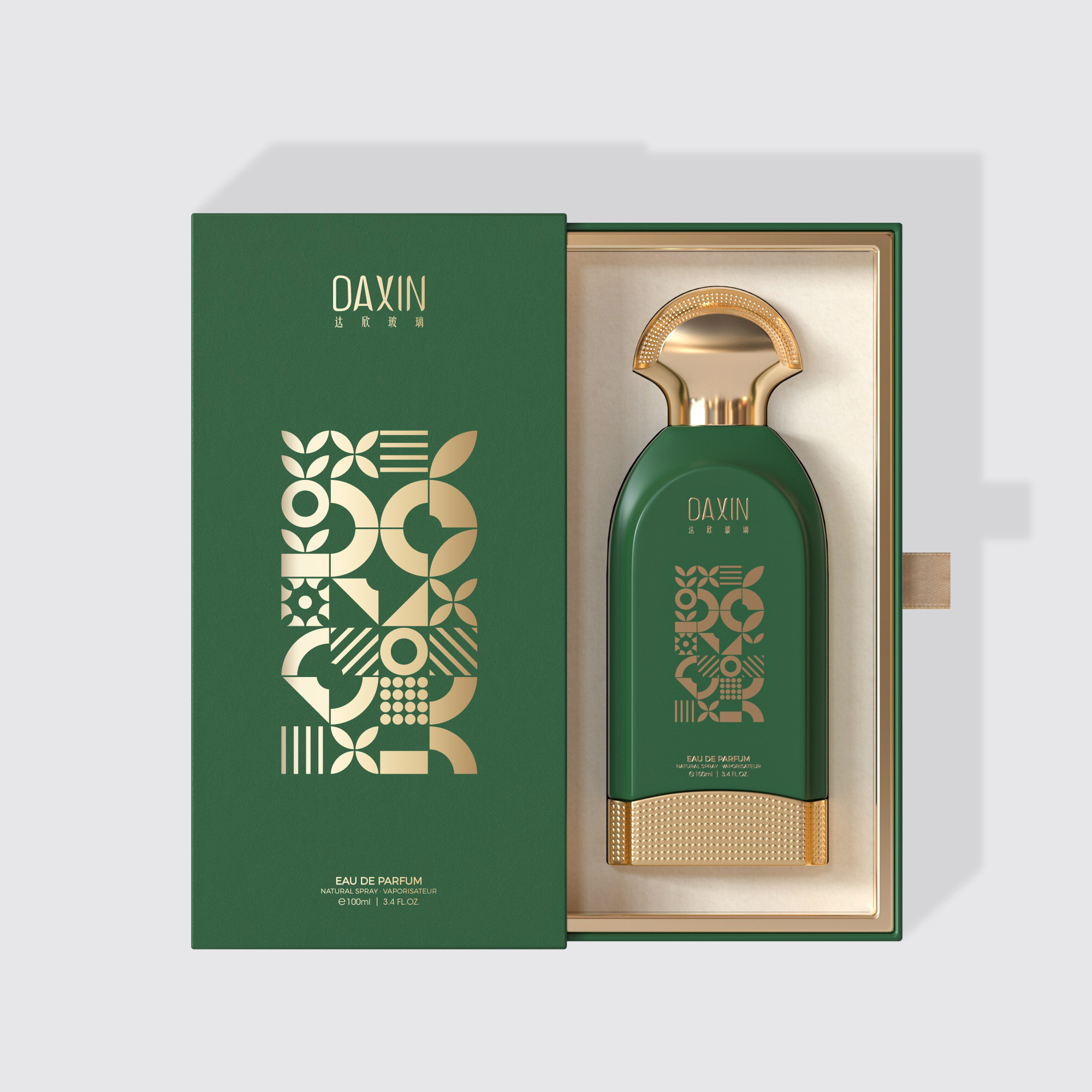 Design Gold Cap Rectangle Perfume Spray Bottle 50ml 100ml Perfume Glass Bottle