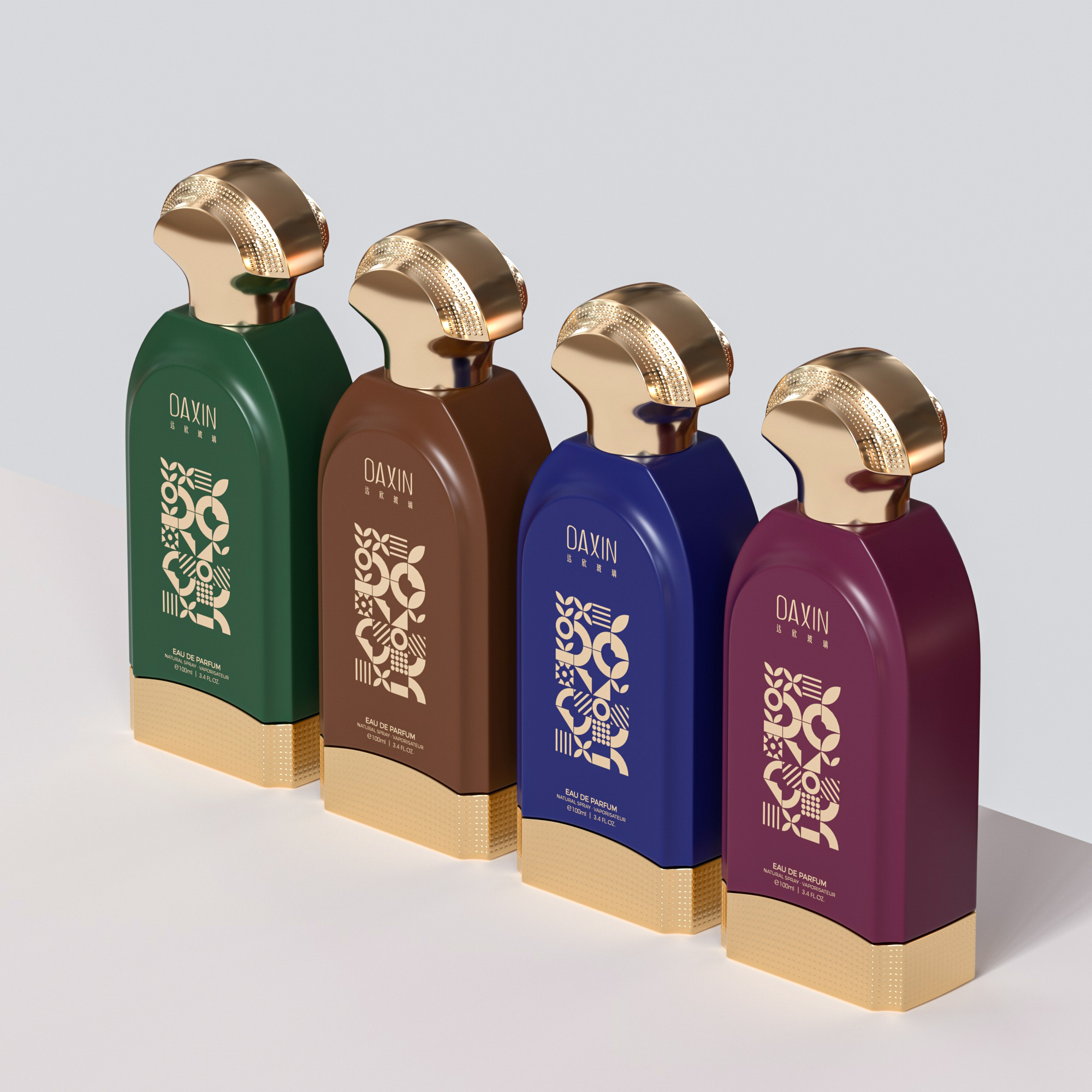 Design Gold Cap Rectangle Perfume Spray Bottle 50ml 100ml Perfume Glass Bottle