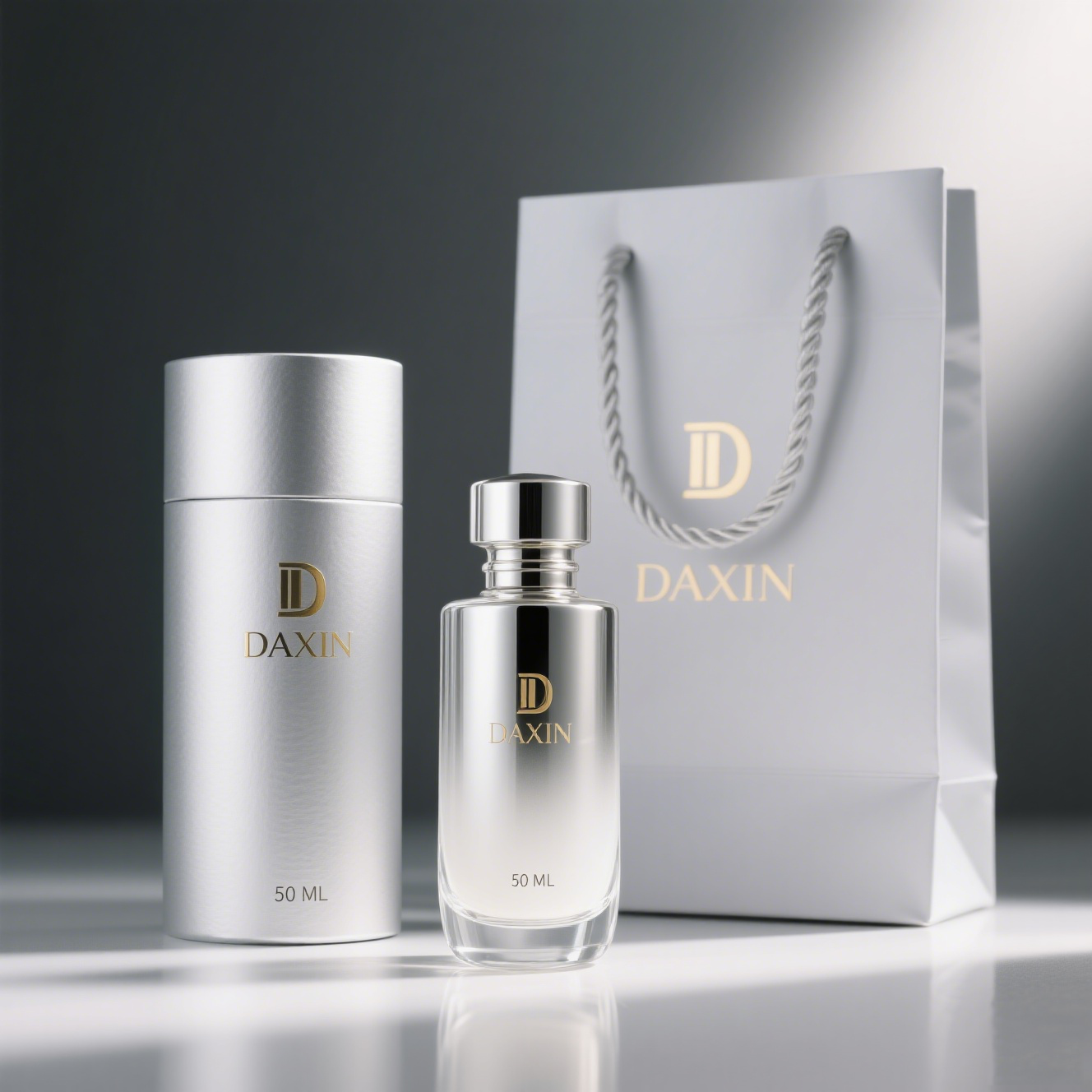 Factory Custom New Fancy Round Empty Perfume Spray Bottle Crimping Clear 50ml with Custom Box